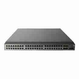 Dell Force10 S55T-AC-R TOR switch with 44 1000BT ports, 4 SFP slots, and 2 expansion slots in a professional network device