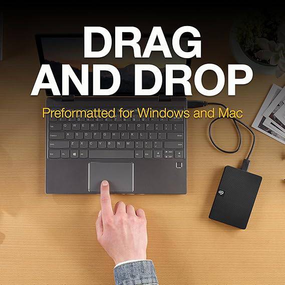Seagate Expansion 4TB portable external hard drive, 2.5-inch USB 3.0, for Mac and PC, with rescue data recovery services.