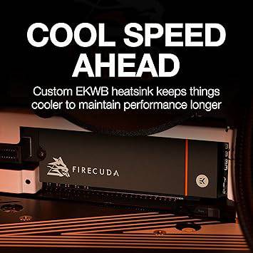 Seagate FireCuda 530 1TB Internal Solid State Drive - M.2 PCIe Gen4 ×4 NVMe 1.4, Transfer speeds up to 7300MB/s, 3D TLC NAND, 1275 TBW, 1.8M MTBF, Heatsink, with Rescue Services (ZP1000GM3A023)