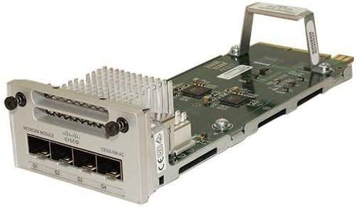 Managed network switch C9300-NM-4G by Server Tech Supply with 4 ports, SFP and SFP+ interfaces, metal case for desktop or server use.