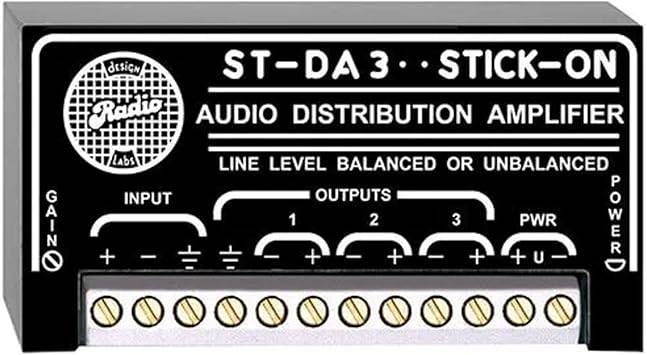 Portable distribution amplifier ST-DA3 by My Store, displaying multiple output ports for signal distribution.