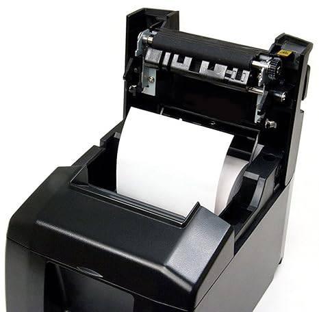 Gray Star Micronics TSP654IIC thermal receipt printer with auto-cutter and external power supply, designed for retail and hospitality use.