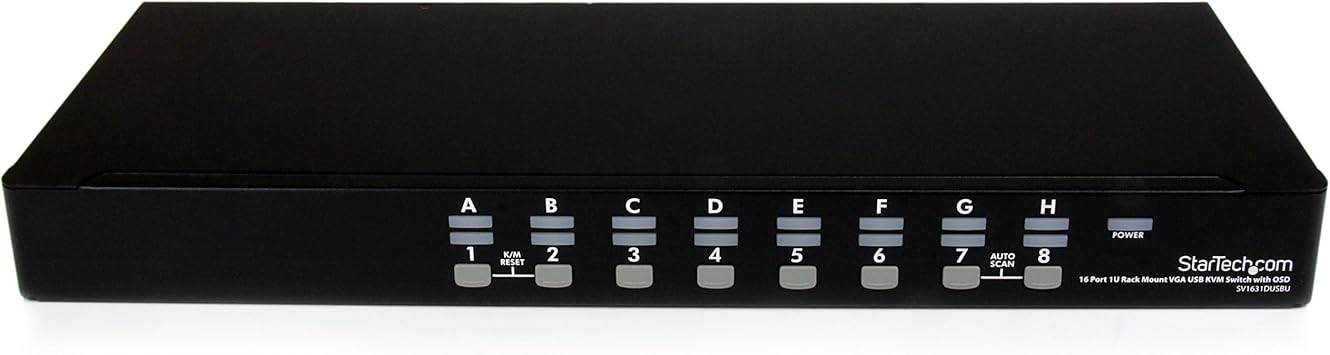 StarTech.com 16 Port 1U RackMount USB KVM Switch Kit with OSD and Cables - KVM Switch - 16 x KVM Port(s) - 1 Local User - Desktop - SV1631DUSBUK