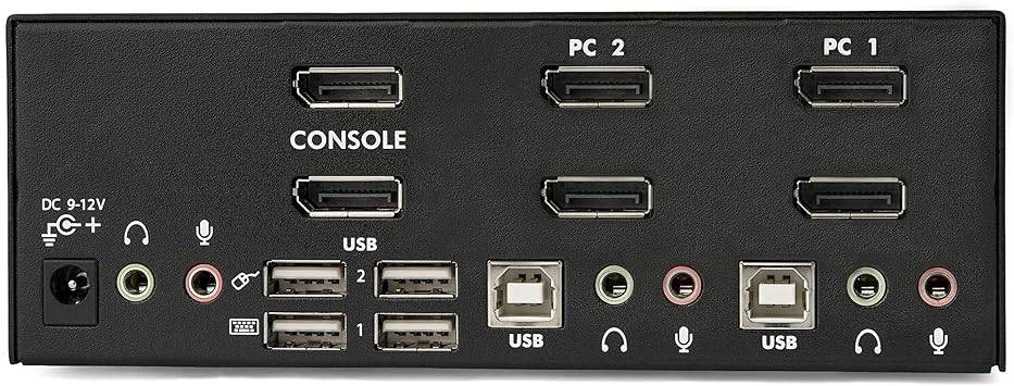 StarTech.com 2-Port DisplayPort KVM Switch - Dual-Monitor - 4K 60 - with Audio & USB Peripheral Support - DP 1.2 - USB Hub - SV231DPDDUA2