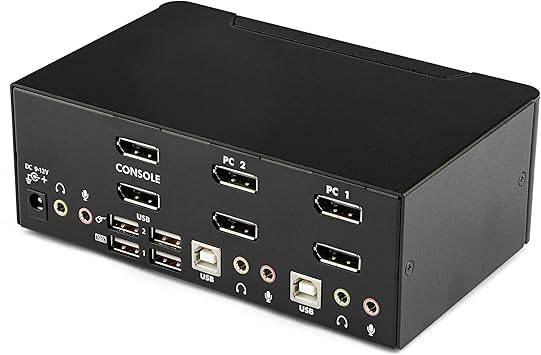 StarTech.com 2-Port DisplayPort KVM Switch - Dual-Monitor - 4K 60 - with Audio & USB Peripheral Support - DP 1.2 - USB Hub - SV231DPDDUA2