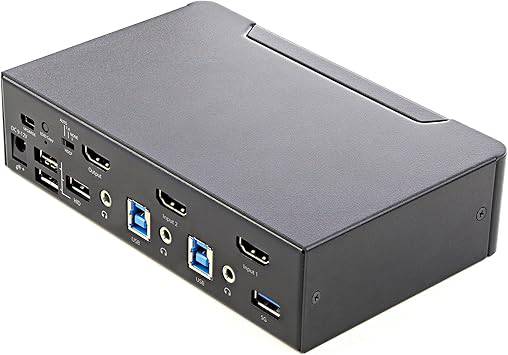 StarTech.com 2 Port HDMI KVM Switch - Single Monitor 4K 60Hz Ultra HD HDR - Desktop HDMI 2.0 KVM Switch with 2 Port USB 3.0 Hub (5Gbps) and 4x USB 2.0 HID, Audio - Hotkey Switching - TAA - SV231HU34K6