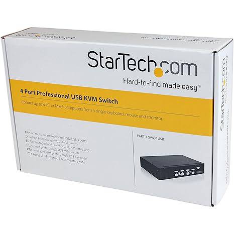 StarTech.com 4 Port Professional VGA USB KVM Switch with Hub - 1U Rack-mountable KVM Switch (SV431USB)