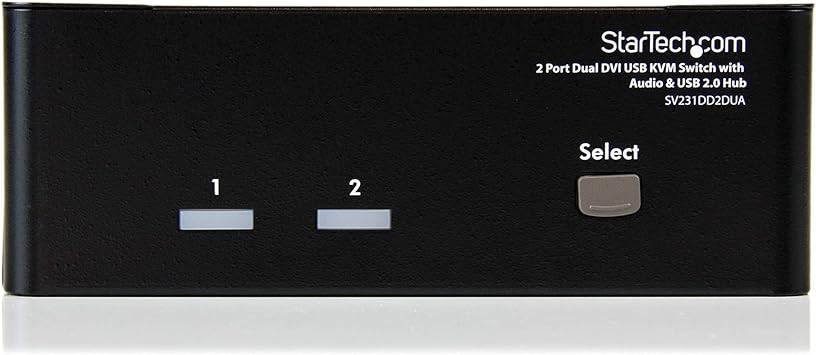 StarTech.com DVI KVM Switch with Audio & USB 2.0 Hub 2-Port USB KVM Switch - 1920 x 1200 - Dual Monitor KVM Switch - SV231DD2DUA