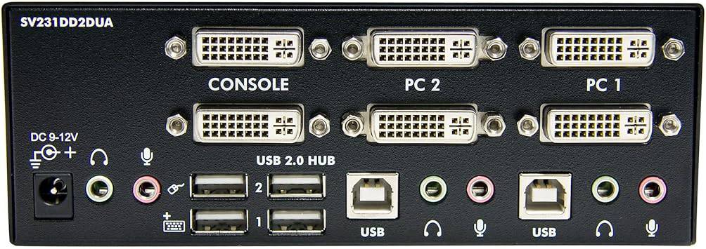StarTech.com DVI KVM Switch with Audio & USB 2.0 Hub 2-Port USB KVM Switch - 1920 x 1200 - Dual Monitor KVM Switch - SV231DD2DUA