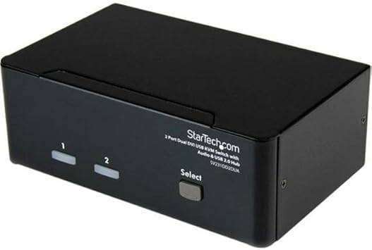 StarTech.com DVI KVM switch with audio, USB 2.0 hub, supports dual monitors, 1920x1200 resolution, 2-port USB KVM switch.