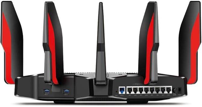 TP-Link AC5400 Tri Band Gaming Router - MU-MIMO, 1.8GHz Quad-Core 64-bit CPU, Game First Priority, Link Aggregation, 16GB Storage, Airtime Fairness, Secured WiFi, Works with Alexa (Archer C5400X)