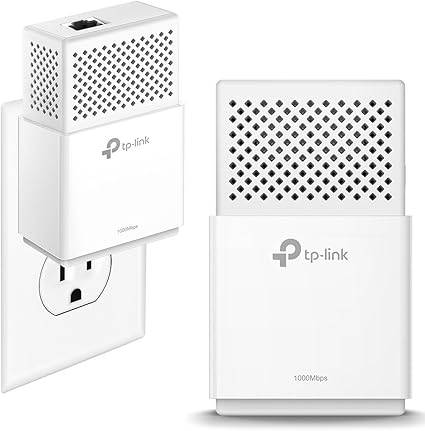 TP-Link AV1000 Powerline Ethernet Adapter with Gigabit port, plug-and-play setup, ideal for smart TVs and online gaming.