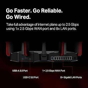 TP-Link AX11000 Tri-Band WiFi 6 Gaming Router (Archer AX11000) - 12-Stream Gigabit Wireless Router, 1.8GHz quad-core CPU, 2.5G Port, 8 Gigabit LAN Ports, MU-MIMO