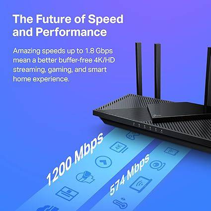 TP-Link AX1800 WiFi 6 Router V4 (Archer AX21) - Dual Band Wireless Internet, Gigabit, Easy Mesh, Works With Alexa - A Certified for Humans Device - AX1800