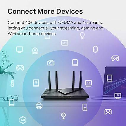 TP-Link AX1800 WiFi 6 Router V4 (Archer AX21) - Dual Band Wireless Internet, Gigabit, Easy Mesh, Works With Alexa - A Certified for Humans Device - AX1800