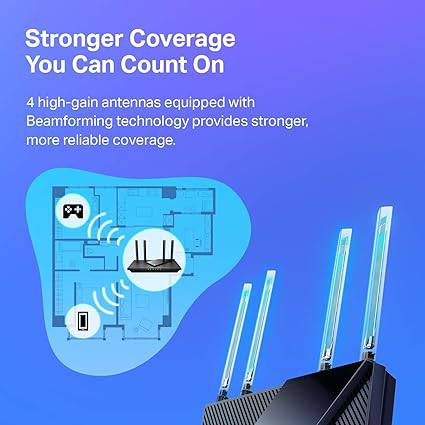 TP-Link AX1800 WiFi 6 Router Archer AX21 with dual-band wireless internet, gigabit ports, Easy Mesh, and Alexa compatibility.
