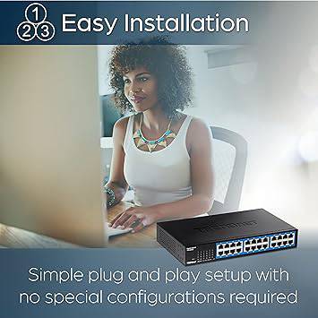 TRENDnet 24-Port Gigabit Desktop Switch, TEG-S25D, 24 x Gigabit RJ-45 Ports, 48Gbps Switching Capacity, Fanless Design, Metal Enclosure, Internal Power Supply, Lifetime Protection, Black - TEG-S25D