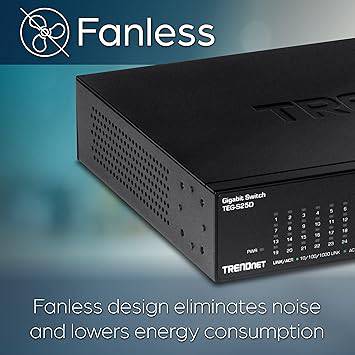 TRENDnet 24-Port Gigabit Desktop Switch, TEG-S25D, 24 x Gigabit RJ-45 Ports, 48Gbps Switching Capacity, Fanless Design, Metal Enclosure, Internal Power Supply, Lifetime Protection, Black - TEG-S25D