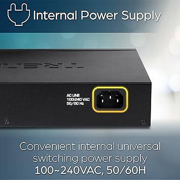 TRENDnet 24-Port Gigabit Desktop Switch, TEG-S25D, 24 x Gigabit RJ-45 Ports, 48Gbps Switching Capacity, Fanless Design, Metal Enclosure, Internal Power Supply, Lifetime Protection, Black - TEG-S25D
