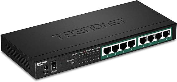 TRENDnet 8-Port Gigabit PoE+ Switch, 120W PoE Power Budget, 16Gbps Switching Capacity, IEEE 802.1p QoS, DSCP Pass-Through Support, Fanless, Wall Mountable, Lifetime Protection, Black, - TPE-TG84