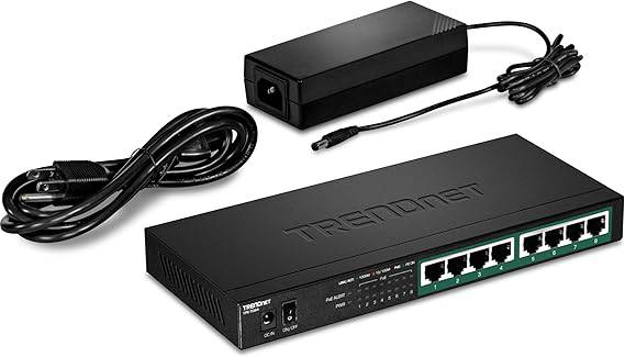 TRENDnet 8-Port Gigabit PoE+ Switch, 120W PoE Power Budget, 16Gbps Switching Capacity, IEEE 802.1p QoS, DSCP Pass-Through Support, Fanless, Wall Mountable, Lifetime Protection, Black, - TPE-TG84