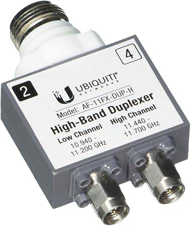 Ubiquiti AF-11FX-DUP-H air fiber duplexer high-band for fiber optic networking, shown in a professional technical setting.