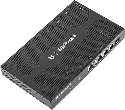 Ubiquiti EdgeRouter 4 ER-4 network router with multiple ports and compact design, ideal for high-performance home or small business networks.