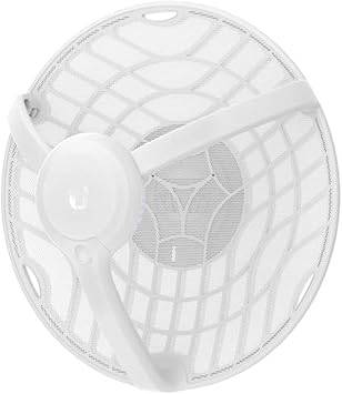 Ubiquiti GigaBeam Long-Range airMAX AC 60 GHz/5 GHz radio with 1+ Gbps throughput, shown mounted for long-distance wireless links.