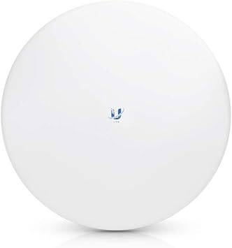 Ubiquiti LTU-PRO high gain 5GHz point-to-multipoint CPE radio with 24 dBi antenna, white, showcasing advanced RF performance.