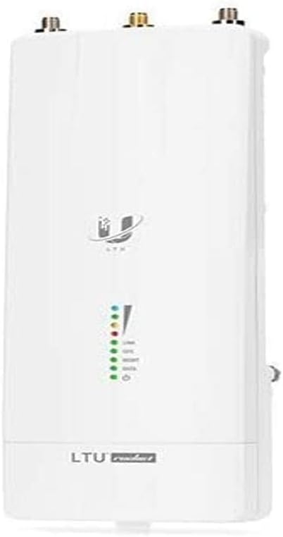 Ubiquiti LTU Rocket wireless access point with high-speed 600 Mbit/s, mounted outdoors for reliable Wi-Fi connectivity.