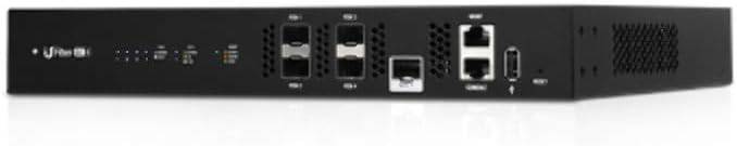Ubiquiti Networks 4-Port GPON OLT fiber optical line terminal with SFP+ interface and metal case for networking devices.