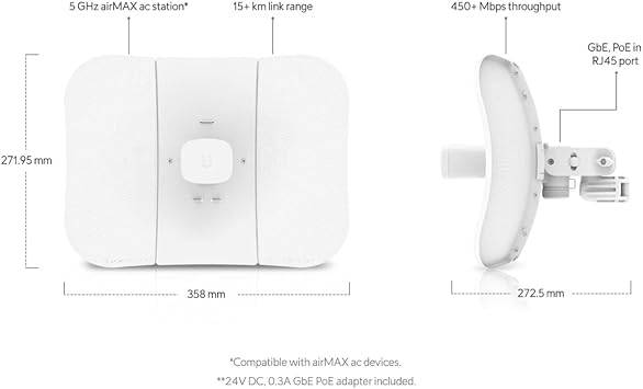 Ubiquiti Networks 5-pack 5 GHz LiteBeam AC Gen 2 outdoor wireless bridge antennas on a mounting pole