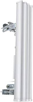 Ubiquiti Networks AM-5G20 5.15-5.85GHz hi-gain dual base station antenna for wireless networks, shown from the side with mounting bracket.