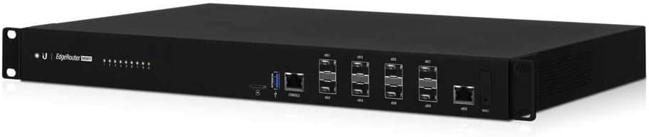 Ubiquiti Networks ER-8-XG EdgeRouter Infinity with 8 10G SFP+ ports, black router with multiple ports and status LEDs