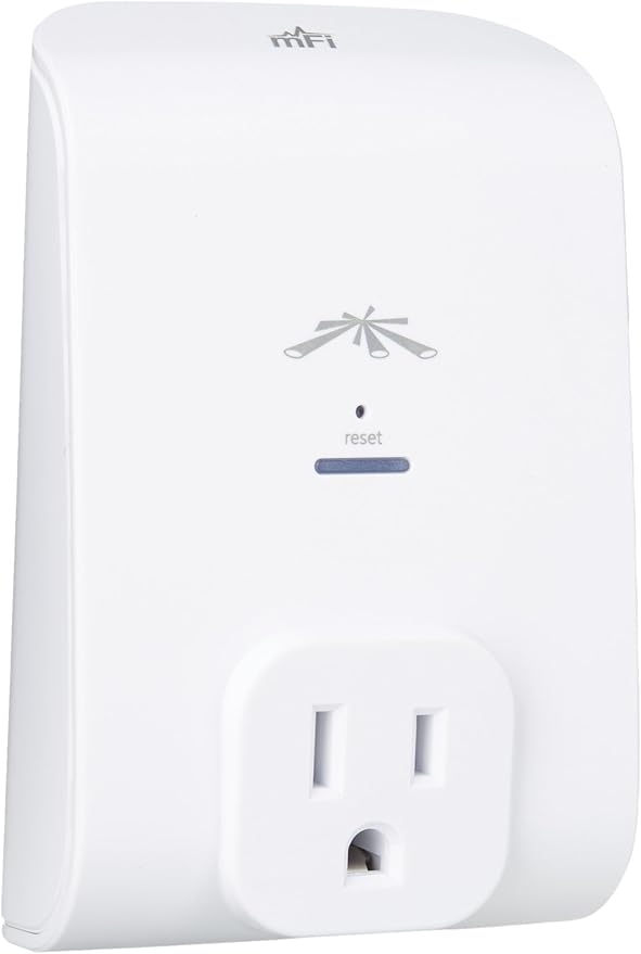 Ubiquiti Networks Mfi Power Mini 1-Port Wi-Fi adapter showing a compact device with ports and LED indicators.