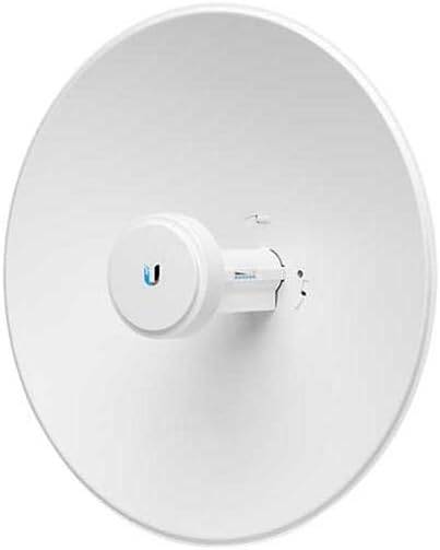 Ubiquiti PowerBeam ac 2.4GHz high-performance airMAX bridge with Wi-Fi management, shown mounted outdoors.