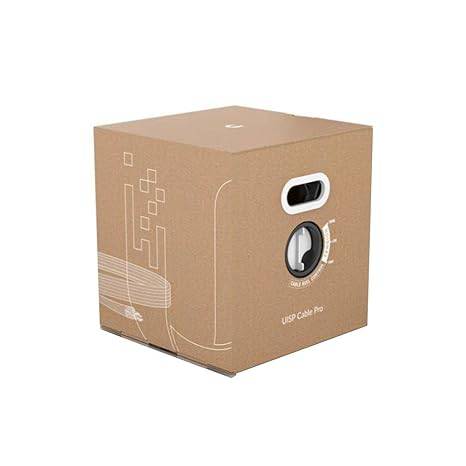 Ubiquiti Networks UISP Cable Pro industrial-grade weatherproof Cat 5e Ethernet cable in 1000-ft box, suitable for outdoor networking.