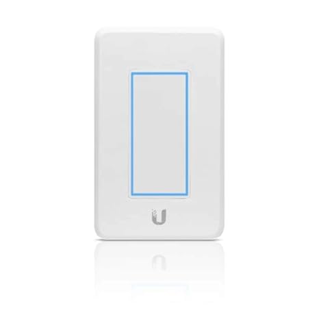 Ubiquiti Networks UniFi dimmer switch with 802.3af PoE, mounted on a wall with electrical wiring visible.
