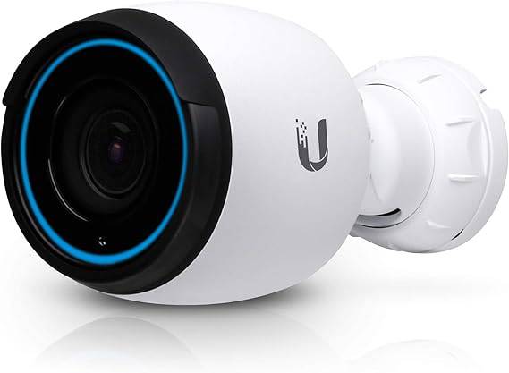 Three Ubiquiti Networks UniFi G4 Pro security cameras mounted indoors and outdoors for surveillance and high-definition video recording.