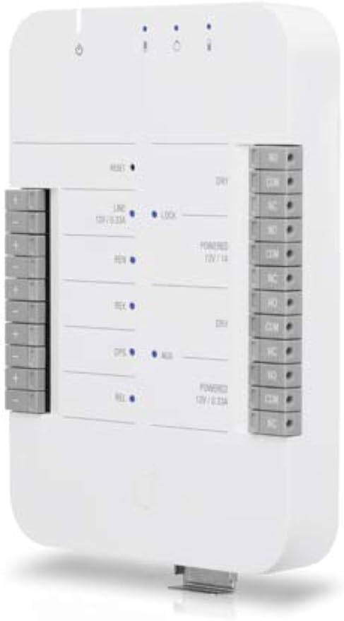 Ubiquiti UniFi Access Hub IP networked single door controller with sleek design and connectivity ports for secure access control.