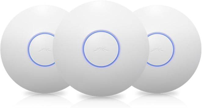 Ubiquiti UniFi Enterprise WiFi System AP-Pro wireless access point on a wall mount, demonstrating slim design and connectivity features.