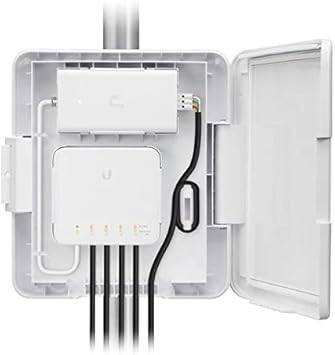 Ubiquiti UniFi Flex Switch Adapter Kit USW-Flex-Utility with power and network cables on a white background