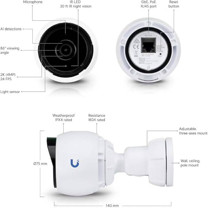 Ubiquiti UniFi Protect G4-Bullet 4 MP White Outdoor Security Camera - UVC-G4-BULLET