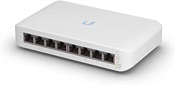 Ubiquiti UniFi Switch Lite 8 PoE with 8 Gigabit ports including 4 PoE+ 802.3at ports, white.