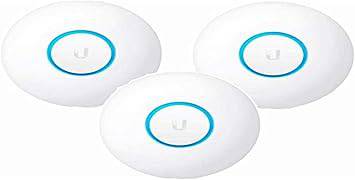Three UniFi NanoHD access points with Gigabit Ethernet, Wave2 4x4 MU-MIMO, 5GHz up to 1733 Mbps for high-speed wireless coverage.