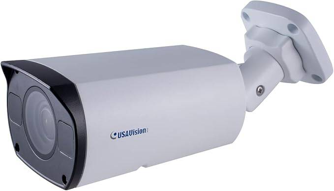 USA Vision 4MP IP B400VF security camera with varifocal lens, super low lux, and WDR Pro for enhanced surveillance.