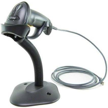 Zebra LS2208 Series corded handheld laser scanner in twilight black, capturing barcode data with a standard range.