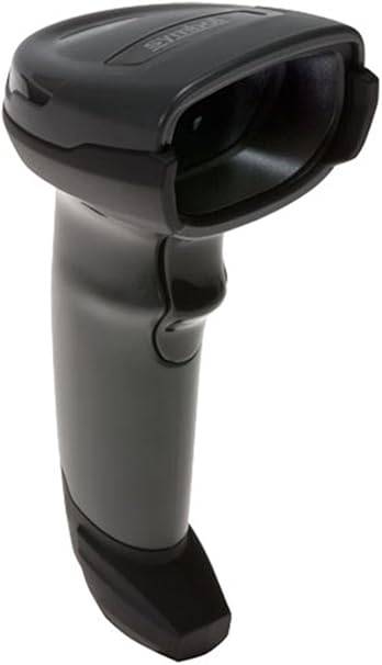 Zebra Technologies DS4308-SR7U2100SGW handheld 2D barcode scanner in black with stand and USB kit, designed for retail and industrial use.