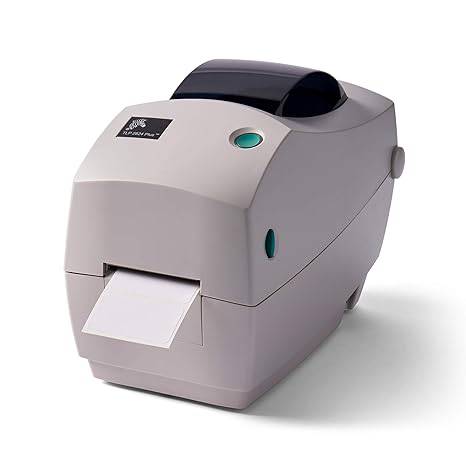 Zebra TLP 2824 Plus monochrome desktop thermal printer with serial and USB ports, 4-inch per second speed and 203 dpi resolution.