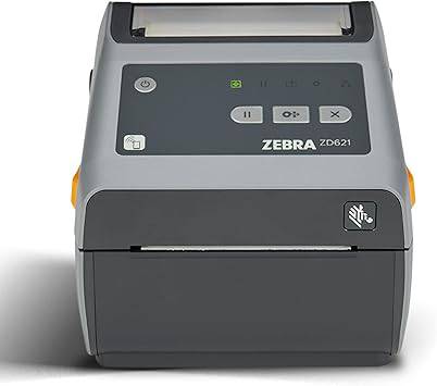 Zebra ZD621 direct thermal desktop printer with 4-inch print width, USB, serial, Ethernet, and 802.11ac wireless connectivity